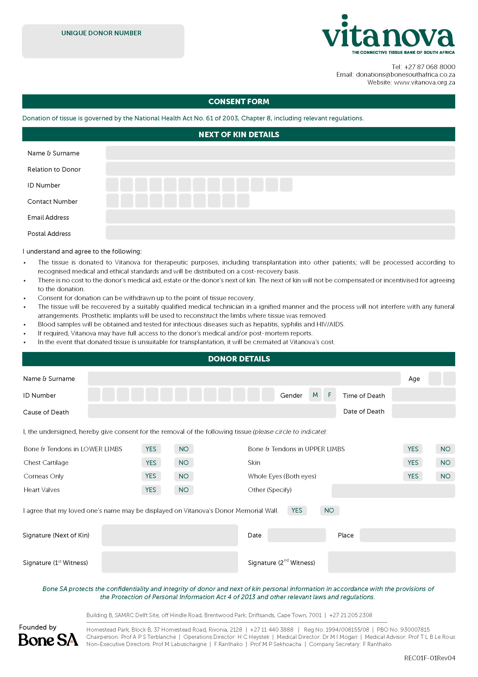Deceased Donor Consent Form Deceased Donor Consent Form