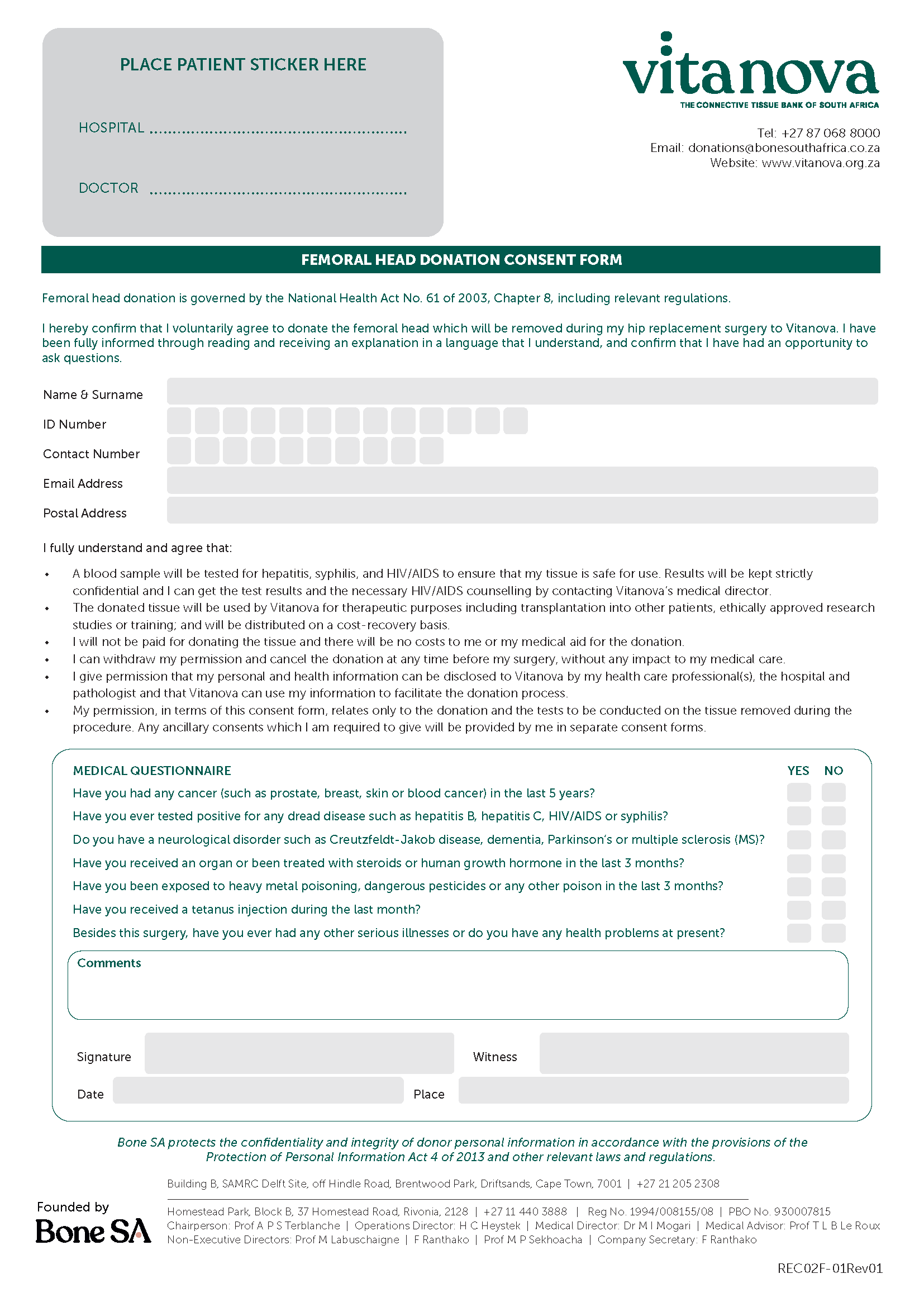 Femoral Head Consent Form Femoral Head Consent Form